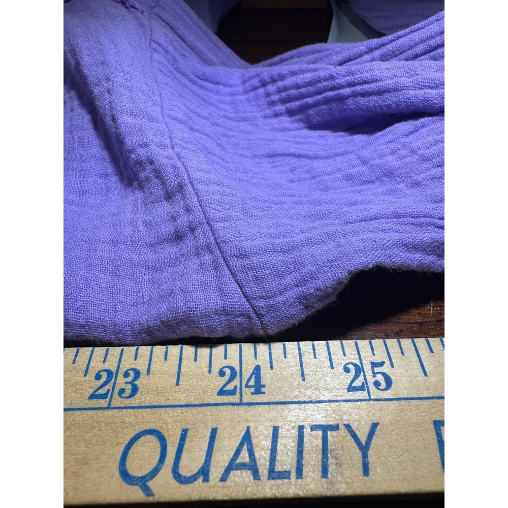 Zenana Purple Gauze Long Sleeve Top Medium 3 Button V-Neck Fairy Boho Beachy - Picture 8 of 11